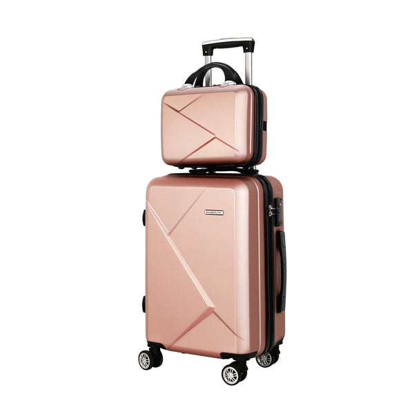 Wanderlite 2Set 20 Inch Luggage Case With 12 Handheld Box Hard Shell Travel Suitcase Tsa Lock Rose Gold Suitcases