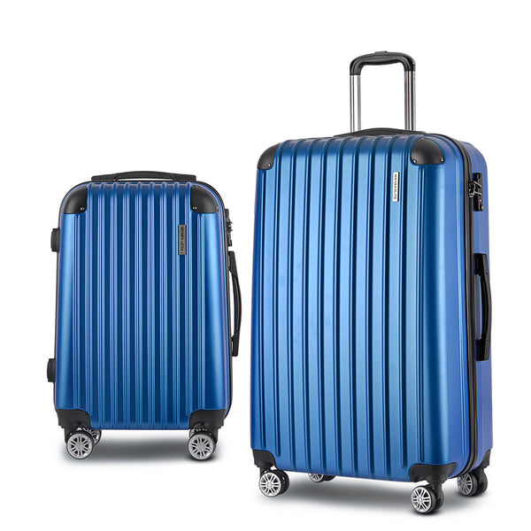 Wanderlite 20 28 Inch Luggage 2Set With Tsa Lock Spinner Carry On Hard Shell Travel Suitcase Case Blue Suitcases