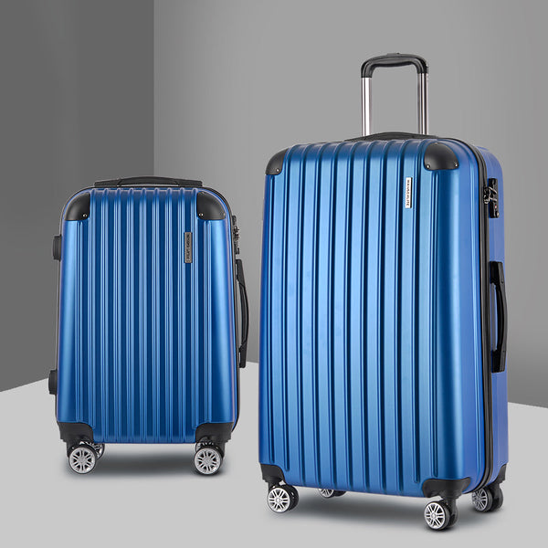 Wanderlite 20 28 Inch Luggage 2Set With Tsa Lock Spinner Carry On Hard Shell Travel Suitcase Case Blue Suitcases