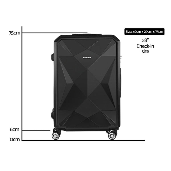 Wanderlite 28 Inch Luggage Set With Tsa Lock Abs Hard Shell Travel Suitcase Organiser Case Black Suitcases