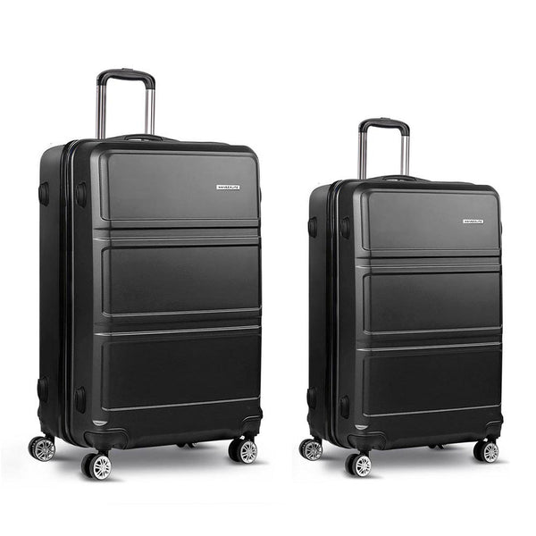 Wanderlite 2Set 20 28 Inch Luggage With Tsa Lock Spinner Travel Suitcase Carry On Hard Shell Luggage Case Black Suitcases