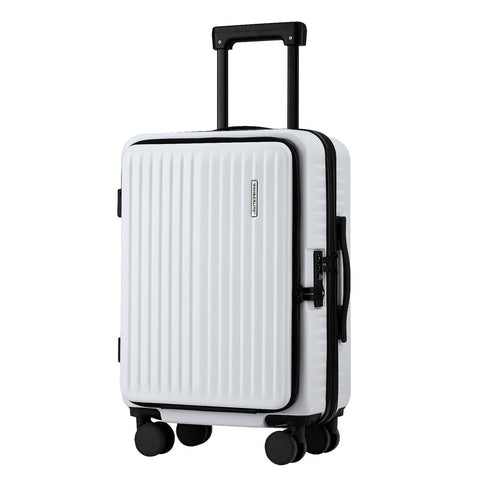 Wanderlite 20" Luggage Suitcase Front Pocket Travel Carry On Dual Tsa White Suitcases