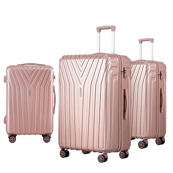 Wanderlite 3 Set Luggage 20 24 28 Inch Suitcase With Tsa Lock Carry On Hard Shell Travel Luggage Organiser Case Pink Suitcases