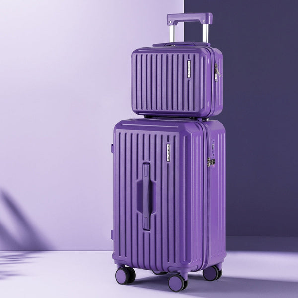 Wanderlite 2Pcs Trunk Luggage Suitcase Travel Carry On Tsa Lock 12" 20" Purple Suitcases