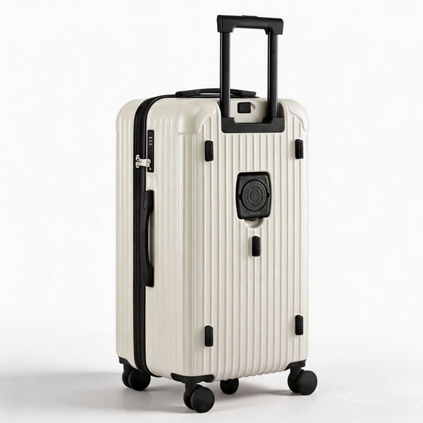 Wanderlite 28" Trunk Luggage With Usb C Tsa Lock 5 Wheels Smoky White Suitcases