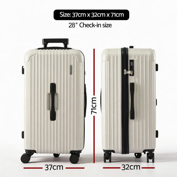 Wanderlite 28" Trunk Luggage With Usb C Tsa Lock 5 Wheels Smoky White Suitcases