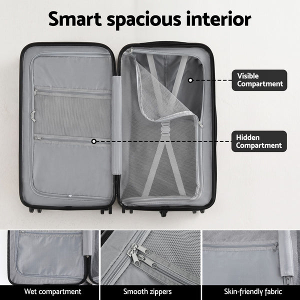 Wanderlite 28" Trunk Luggage With Usb C Tsa Lock 5 Wheels Smoky White Suitcases
