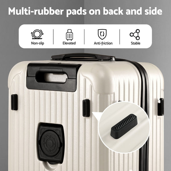 Wanderlite 28" Trunk Luggage With Usb C Tsa Lock 5 Wheels Smoky White Suitcases