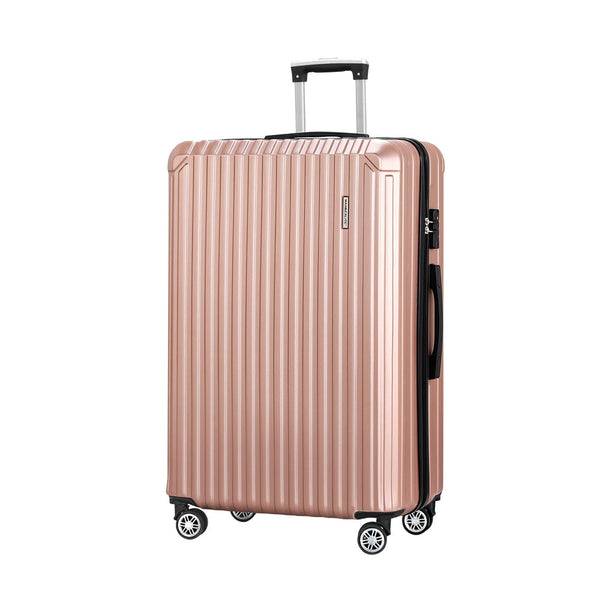 Wanderlite 28 Inch Luggage Set With Tsa Lock Abs Hard Shell Travel Suitcase Organiser Case Rose Gold Suitcases