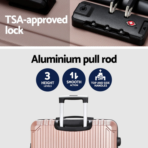 Wanderlite 28 Inch Luggage Set With Tsa Lock Abs Hard Shell Travel Suitcase Organiser Case Rose Gold Suitcases
