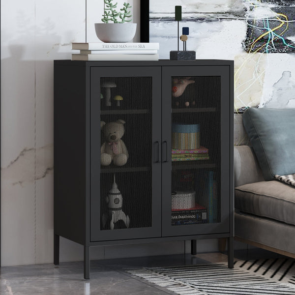 Levede 80Cm X 40Cm 101.5Cm Storage Cabinet Steel Kitchen Black Cabinets & Cupboards