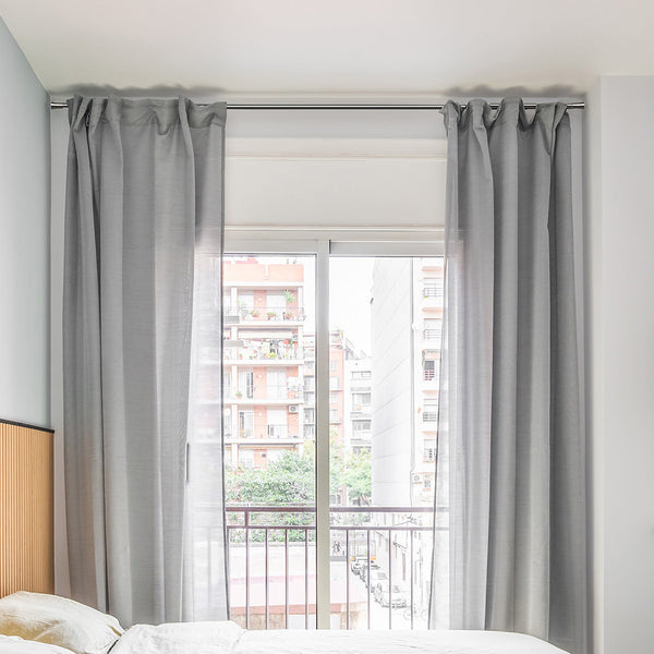 Marlow Satin Nickel Curtain Rod Steel Quiet Rail Pole Pommel Set Curtain Poles & Accessories