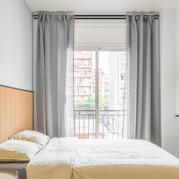 Marlow Black Double Curtain Rod Steel Pole Pommel Set Extendable Adjustable For Windows Curtain Poles & Accessories