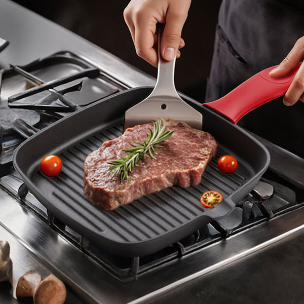 Toque Cast Iron Square Grill Pan With Spouts Cookware Grills & Griddles