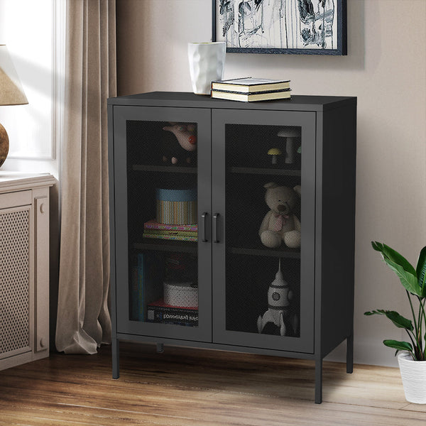 Levede 80Cm X 40Cm 101.5Cm Storage Cabinet Steel Kitchen Black Cabinets & Cupboards