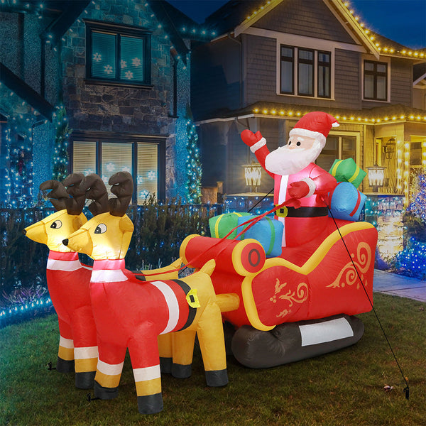 Santaco Led Inflatable Sleigh Reindeer 2.2M Seasonal Decorations