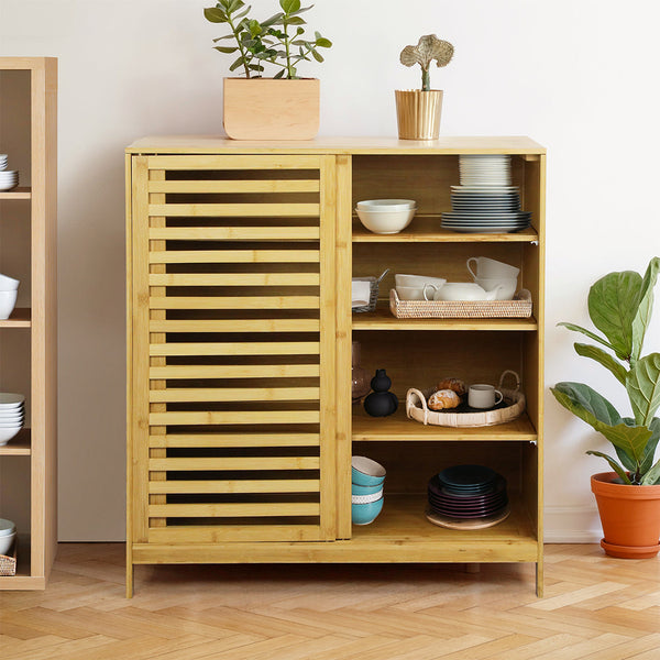 Levede Bamboo Storage Cabinet Freestanding Natural Cabinets & Cupboards