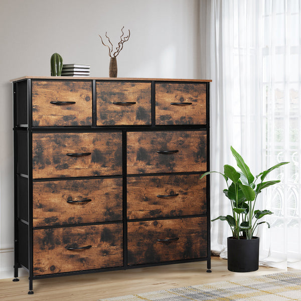 Levede Storage Cabinet Tower Chest Brown Fold Cabinets & Cupboards