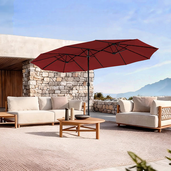 Mountview Big Parasol Patio Umbrella Outdoor Garden 200Cm X 380Cm 233Cm Red Patio Umbrellas