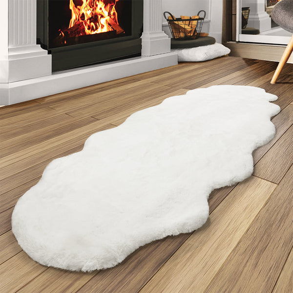 Marlow Cloud Fluffy Area Rug 60X160cm White Soft Faux Rabbit Fur Rugs