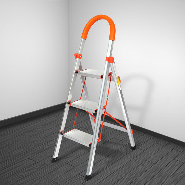 Traderight 3 Step Ladder Folding Aluminium Ladders