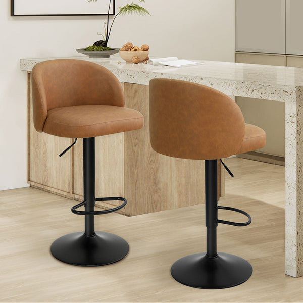 Levede 4X Bar Stool Swivel Gas Lift Pu Leather Brown Benches Bar Stools