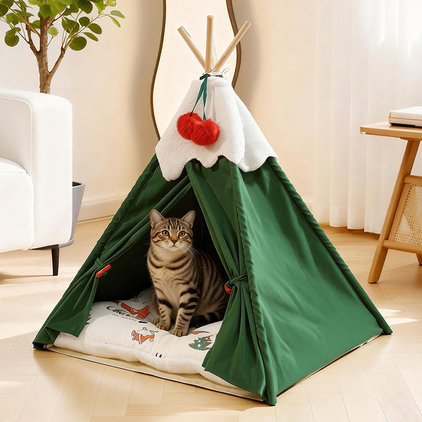 Pawz Pet Tent Dog Cat Bed Washable Indoor 50 X 70 Cm Green Pet Beds