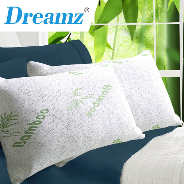 Dreamz 2X Memory Foam Pillow With Bamboo Cover 70X40cm Pillows