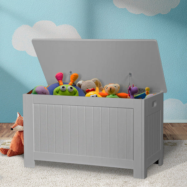 Levede Kids Toy Box Storage Chest Cabinet Grey Toy Boxes