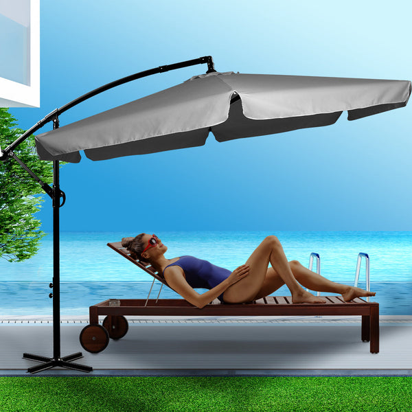 Mountview 3M Cantilever Umbrella Outdoor Grey Without Base Patio Umbrellas