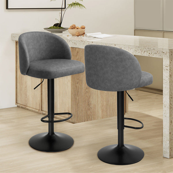 Levede 4X Bar Stool Swivel Gas Lift Pu Leather Grey Benches Bar Stools