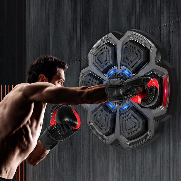 Punching Box With 8Oz Boxing Glove Wall Mounted Smart Music Trainer Black Punching Bags