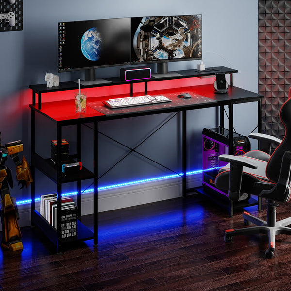 Levede Gaming Desk Computer Table Monitor Shelf 140Cm Home Office Desks