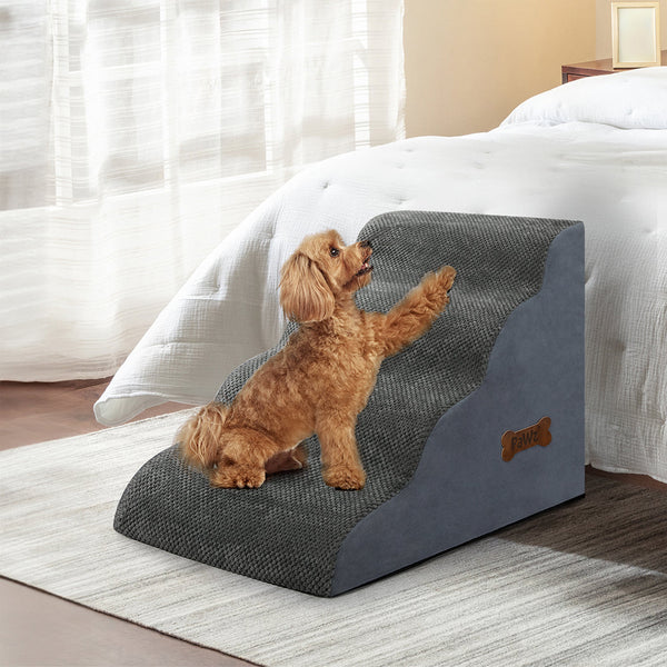 Pawz 4 Steps Pet Stairs Dog Ramp High Density Foam Grey Pet Transport