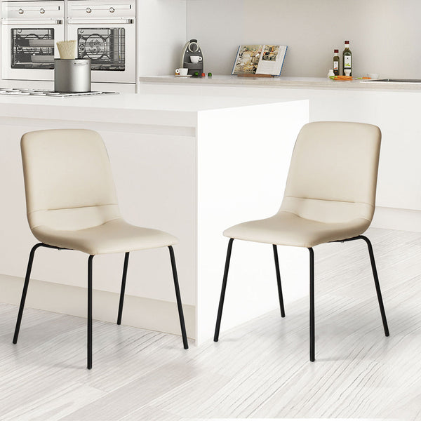 Levede Stackable Kitchen Beige Set Of 8 Dining Chairs