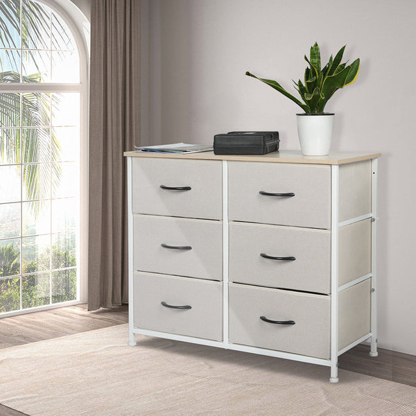Levede Storage Cabinet Tower Chest Beige Cabinets & Cupboards