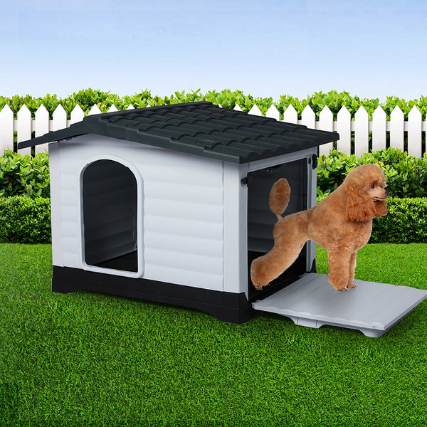 Pawz Dog Kennel Outdoor Indoor Plastic L Grey Dog Kennels