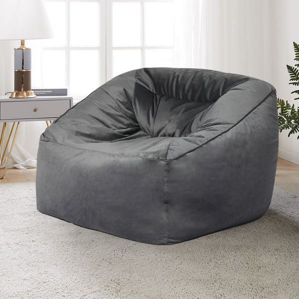 Marlow Bean Bag Chair Cover Soft Velvet Dark Grey Bean Bags & Inflatables