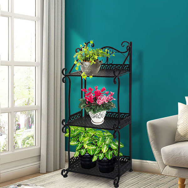 Levede Plant Stand 3 Tiers Outdoor Indoor Black Plant Stands
