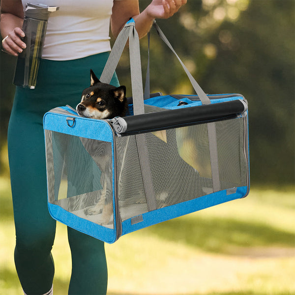 Pawz 3 In 1 Pet Soft Crate Dog Cat Carrier L Size Blue Pet Transport