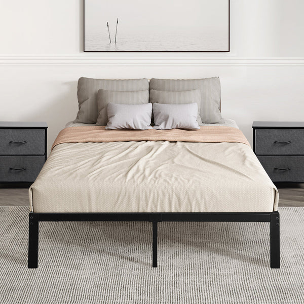 Levede 137Cm X 190Cm 40Cm Metal Bed Frame Heavy Duty Storage Space Black Double Bed Frames