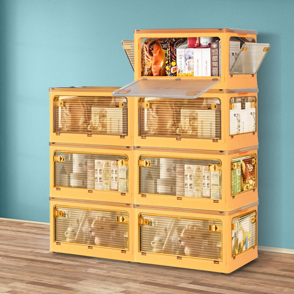 124L Storage Box Stackable Clothes Container Orange Large Storage Boxes