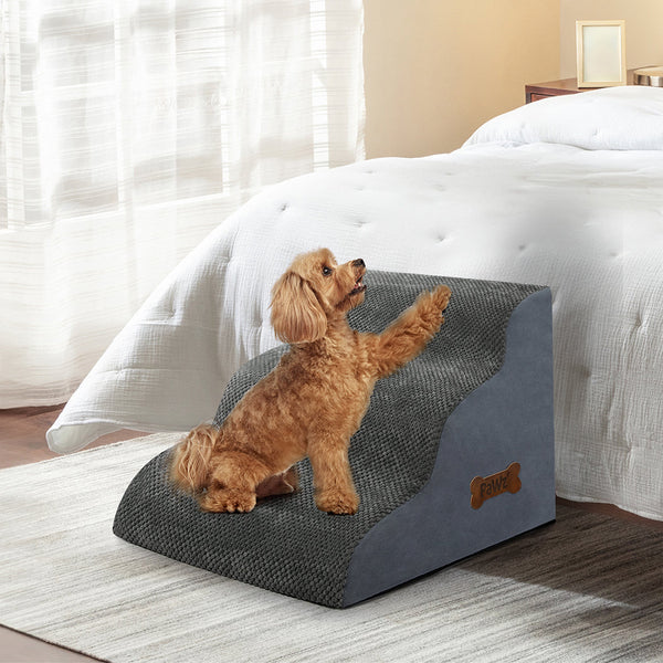 Pawz 3 Steps Pet Stairs Dog Ramp High Density Foam Grey Pet Transport