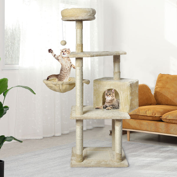Pawz Cat Tree Toy Scratching Post Scratcher Beige Furniture & Scratchers