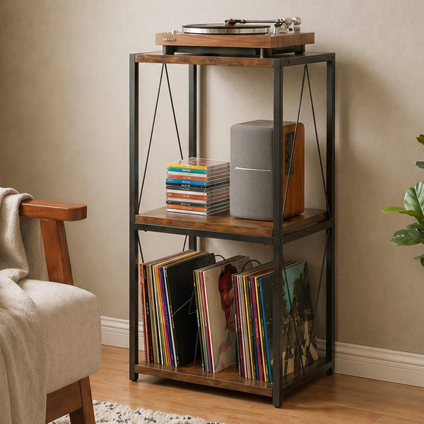 Levede Retro Record Player Stand With Vinyl Storage 3 Tier 100 Lp Capacity Tv Stands & Mounts