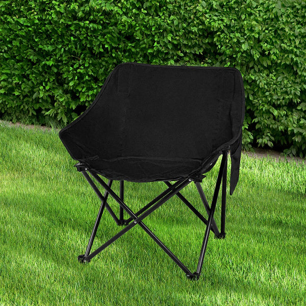 Levede Folding Camping Moon Chair Lightweight Black Camping Chairs