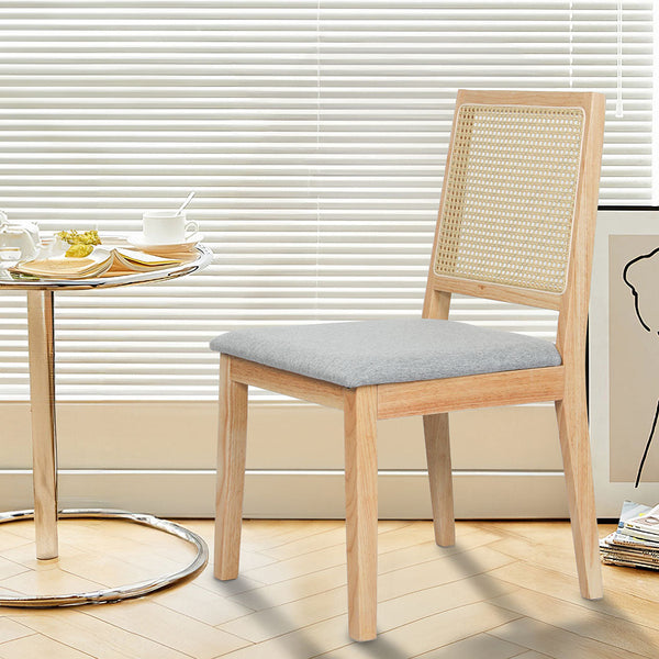 Levede 2X Rattan Dining Chair Solid Wood Lounge Dining Chairs