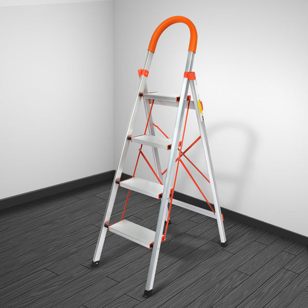 Traderight 4 Step Ladder Folding Aluminium Ladders