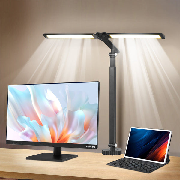 Emitto Double Head Led Desk Lamp Dimmable With Clamp Lamps