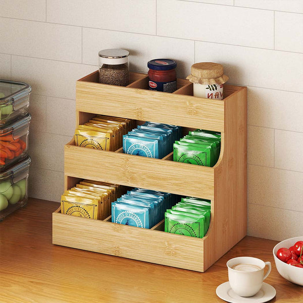 Toque Vertical Bamboo Tea Organizer Holds 180 Bags Other Kitchen Storage